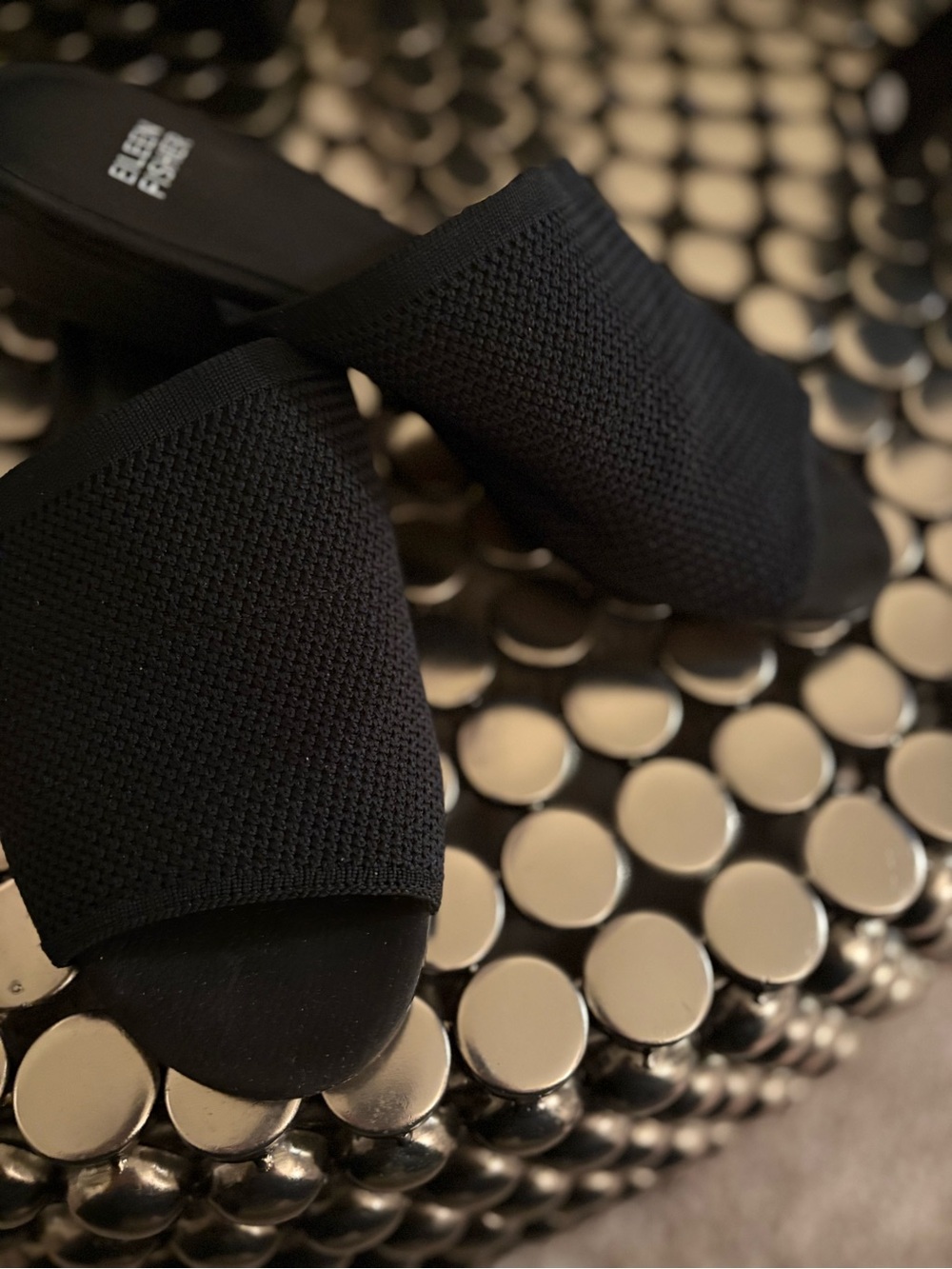 Eileen Fisher Noko Black Knit Slide Mules